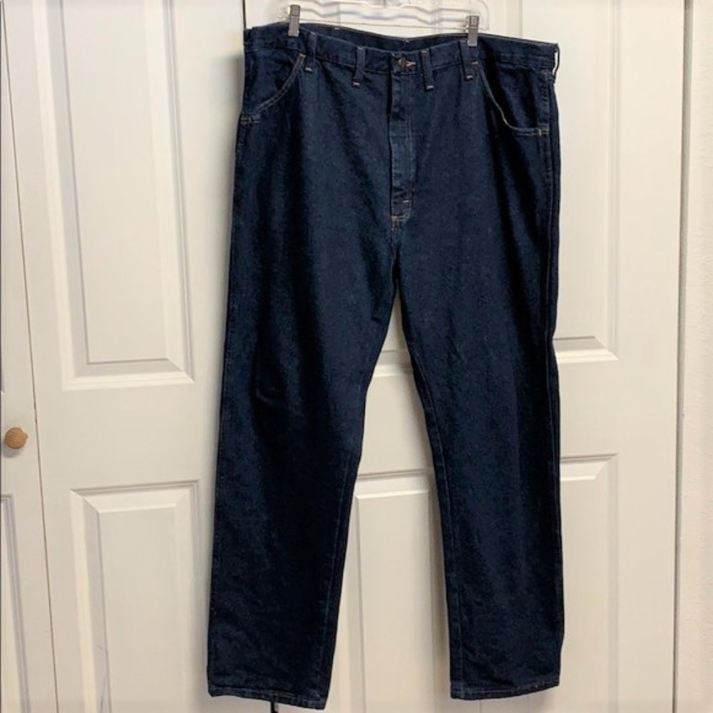 Rustler Dark Blue Denim 5 Pocket Straight Leg Mens Jeans Size 44 x 32